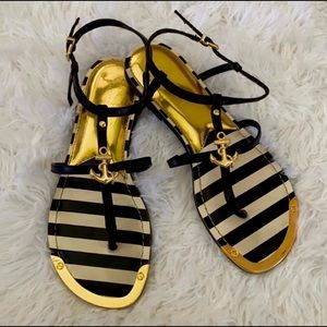 Genuine leather Gianni Bini T strap sailor embellished sandals